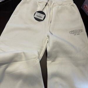 White Fox white wide leg sweatpants